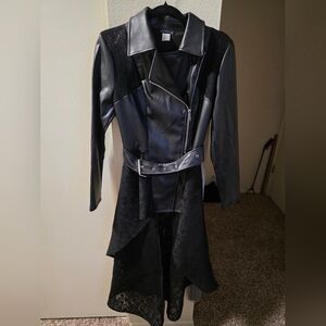 VENUS Black Faux Leather Jacket with Belt
